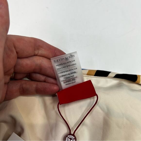 Red Carter Tropical Leaf Print High Rise Bikini bottoms moonstone - L - Picture 9 of 9